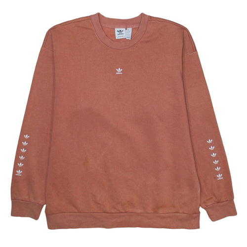 adidas Women’s Brown Crew Neck Pullover Sweatshirt UK 12 Logo Print