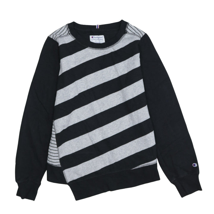 Champion Womens Black Grey Striped Pullover Sweatshirt Size S