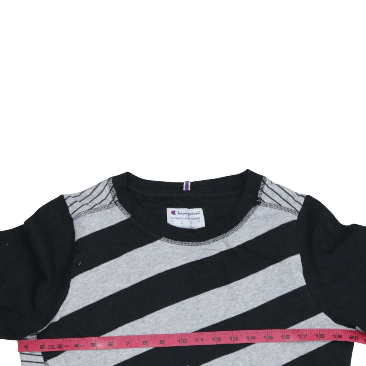 Champion Womens Black Grey Striped Pullover Sweatshirt Size S