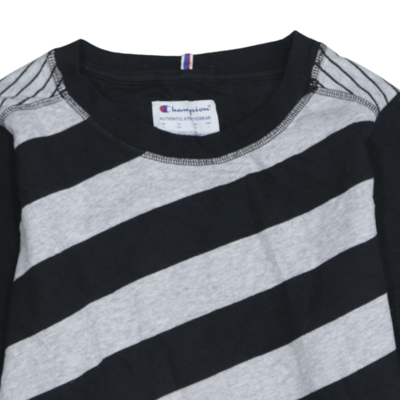 Champion Womens Black Grey Striped Pullover Sweatshirt Size S