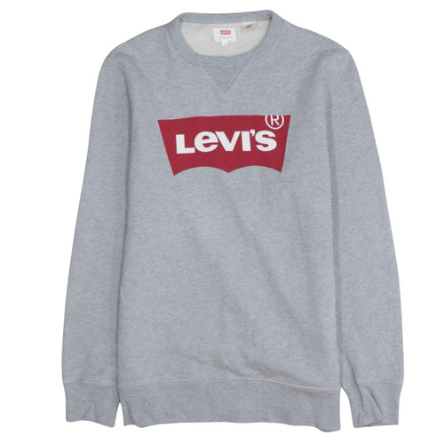 Levi's Mens Grey Sweatshirt S Regular Fit Crew Neck Logo Pullover