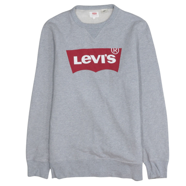 Levi's Mens Grey Sweatshirt S Regular Fit Crew Neck Logo Pullover