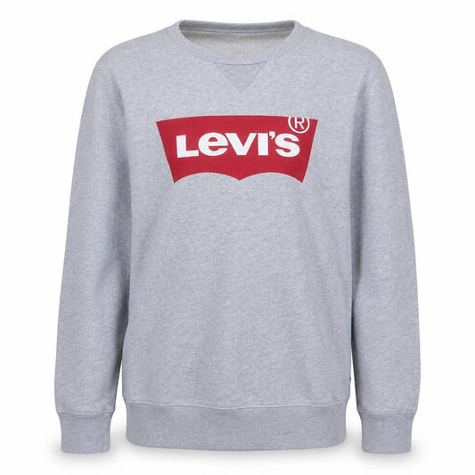Front view of Levi's men’s grey sweatshirt s regular fit crew neck logo pullover