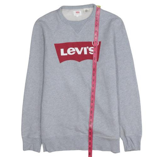 Levi's Mens Grey Sweatshirt S Regular Fit Crew Neck Logo Pullover