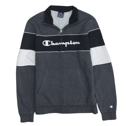 Champion Boys Grey Full Zip Sweatshirt 15-16 Years Logo Colourblock