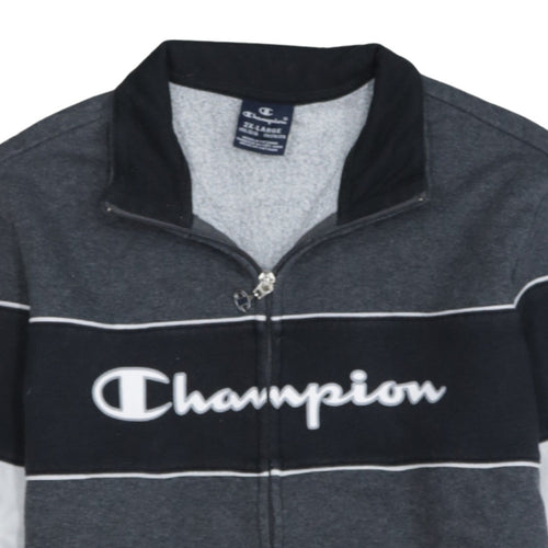 Champion Boys Grey Full Zip Sweatshirt 15-16 Years Logo Colourblock