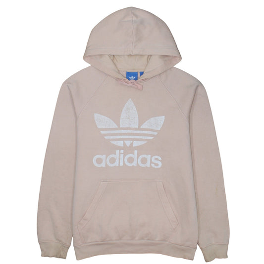 Adidas Women Beige Pullover Hoodie Medium Hooded Logo Sweatshirt