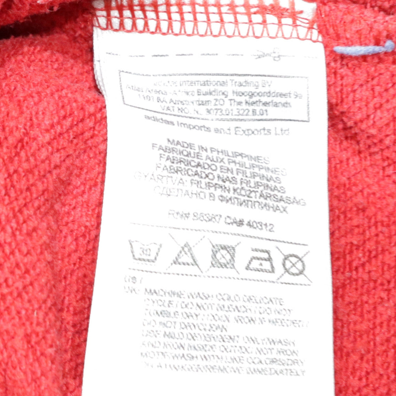 Adidas Mens Red Hoodie Pullover Large Graphic Print Logo Cotton