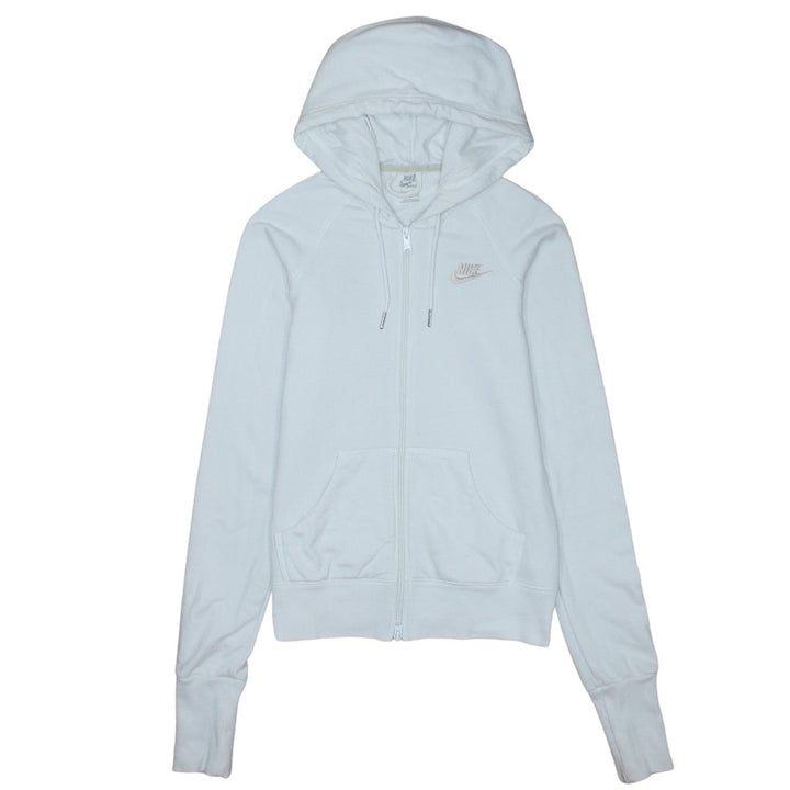 Nike Womens White Full Zip Hoodie Size 10 Cotton Blend Sportswear