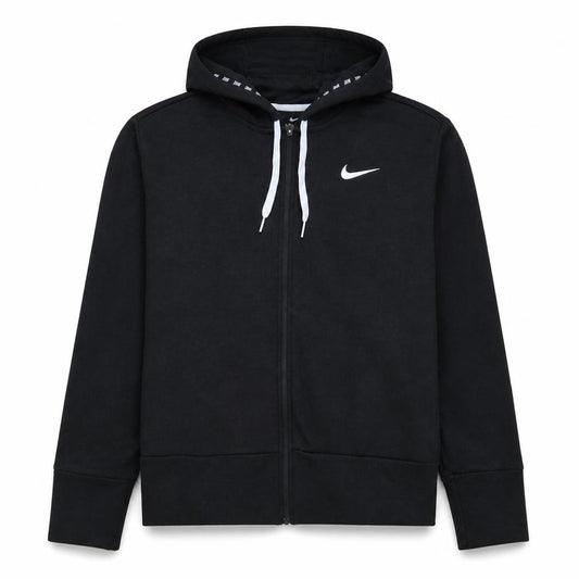Front view of Nike men’s black dri-fit full zip hoodie l hooded sweatshirt