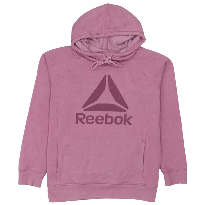 Reebok Womens Pink Pullover Hoodie Size L Cotton Blend Sportswear