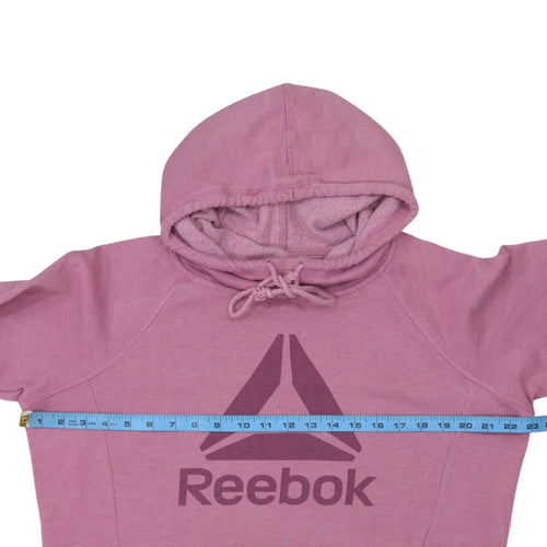 Reebok Womens Pink Pullover Hoodie Size L Cotton Blend Sportswear