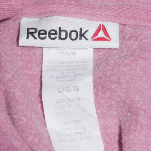 Reebok Womens Pink Pullover Hoodie Size L Cotton Blend Sportswear