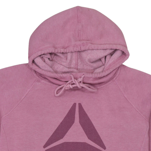 Reebok Womens Pink Pullover Hoodie Size L Cotton Blend Sportswear