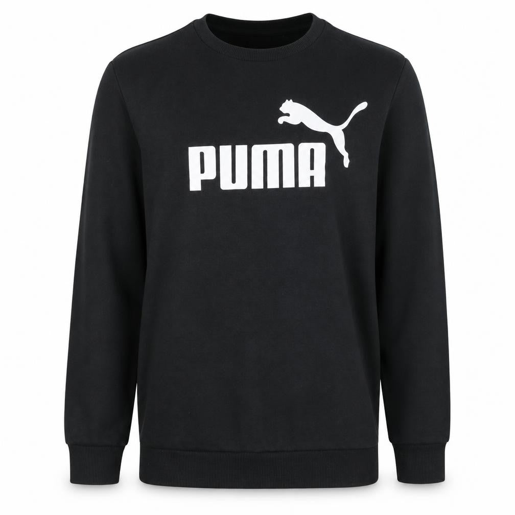 Front view of Puma Men's Black Small Crew Neck Pullover Sweatshirt