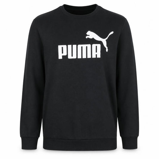 Front view of Puma Men's Black Small Crew Neck Pullover Sweatshirt