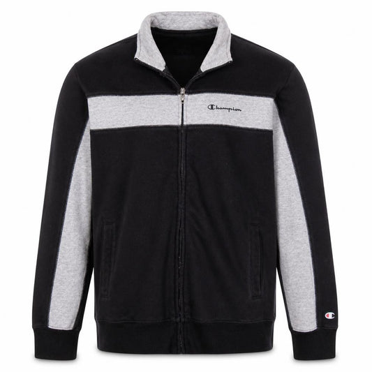 Front view of Champion Men's Black Full Zip Fleece Sweatshirt Medium