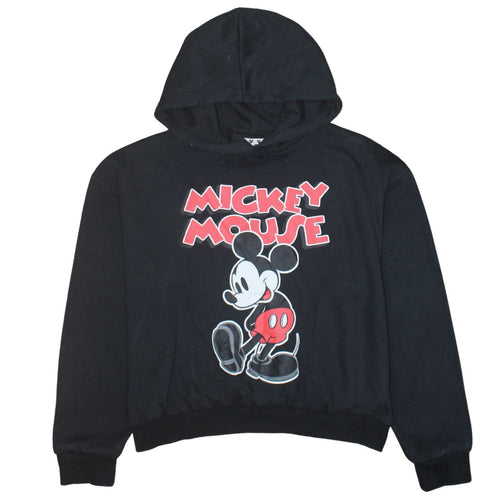 Disney Girls Black Mickey Mouse Pullover Hoodie L Graphic Print