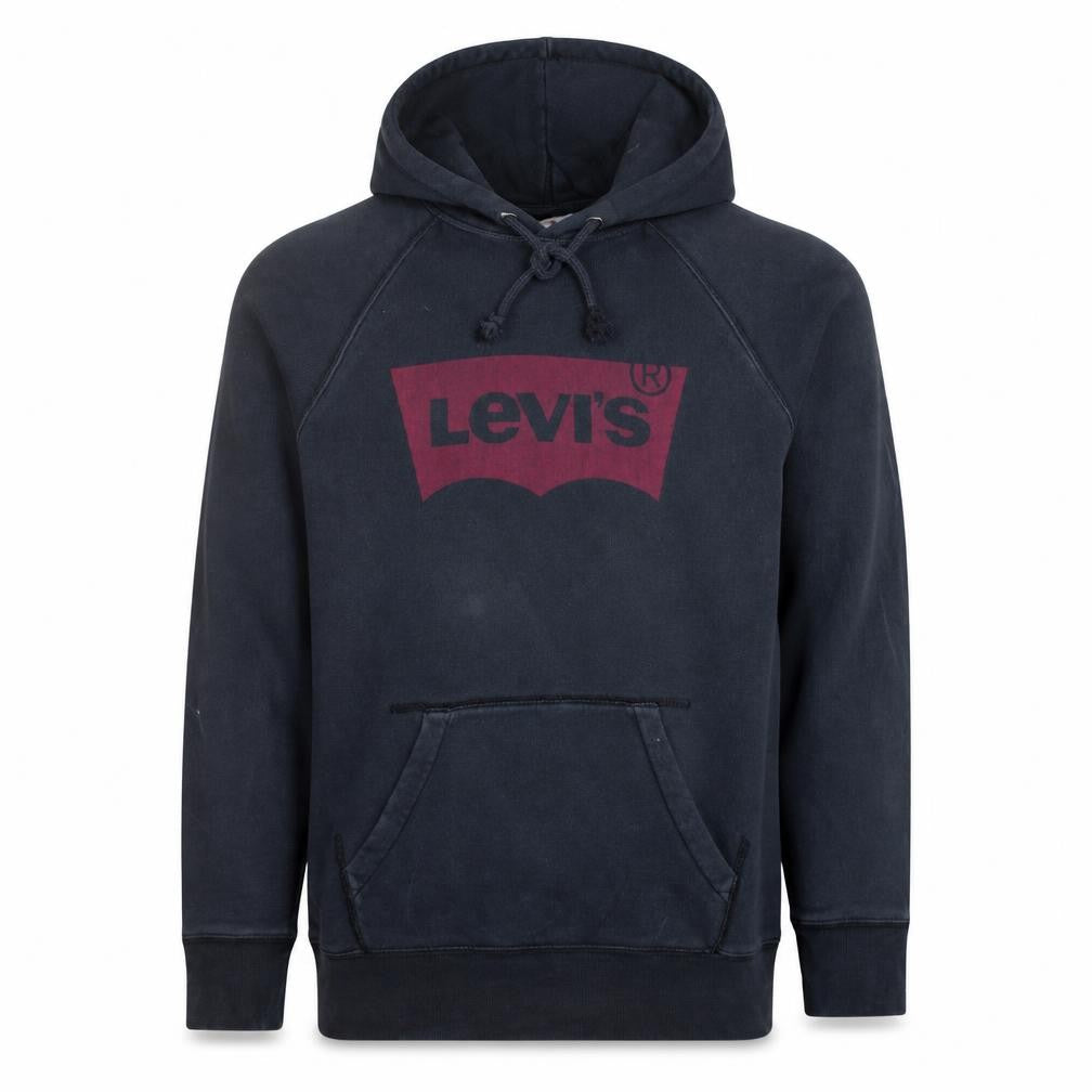 Front view of Levi's men’s black xs pullover hoodie logo fleece sweatshirt