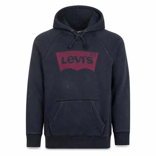 Front view of Levi's men’s black xs pullover hoodie logo fleece sweatshirt