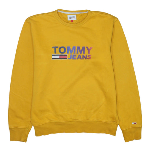 Tommy Jeans Men's Yellow Logo Crew Neck Sweatshirt Size S