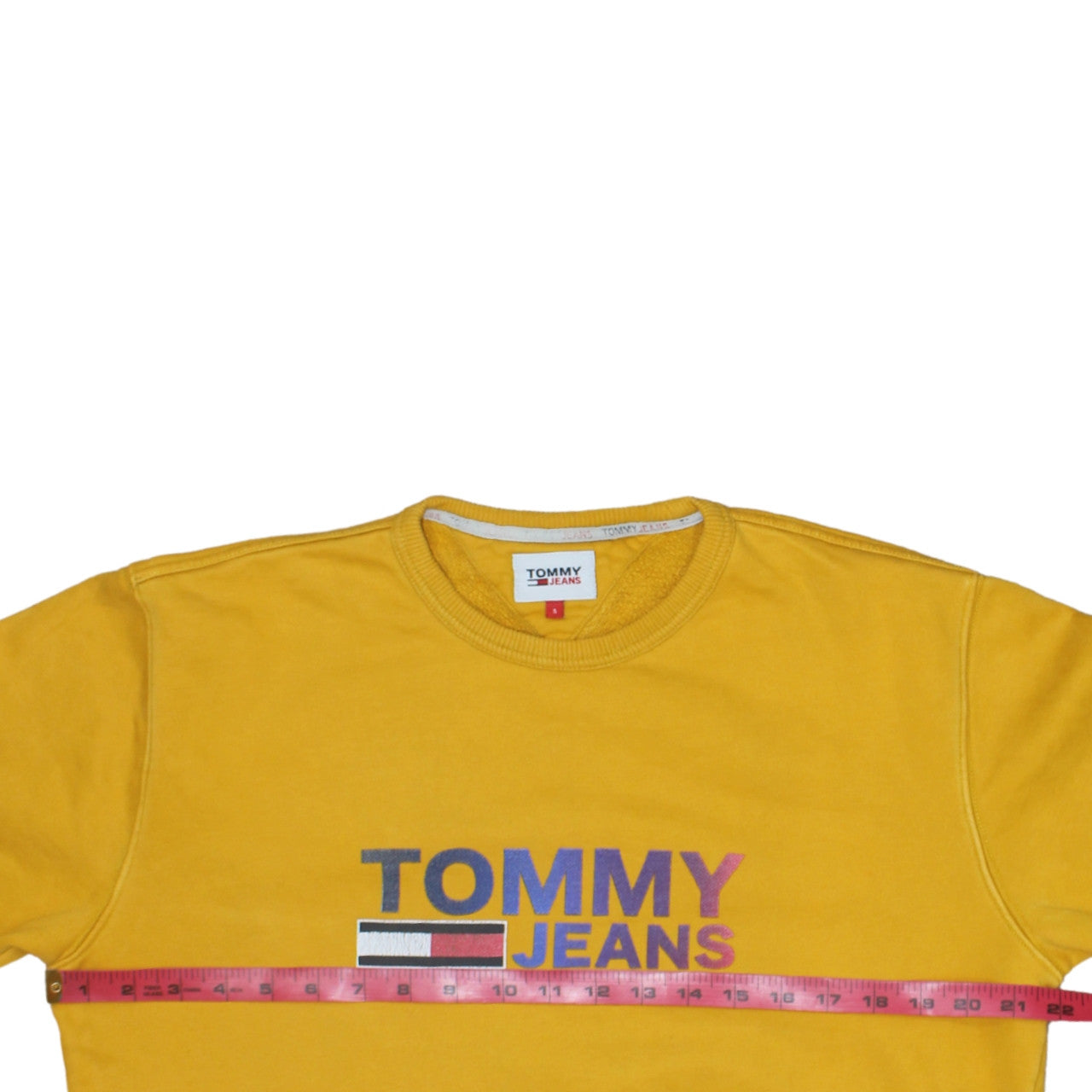 Tommy Jeans Men's Yellow Logo Crew Neck Sweatshirt Size S