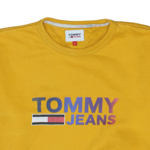 Tommy Jeans Men's Yellow Logo Crew Neck Sweatshirt Size S