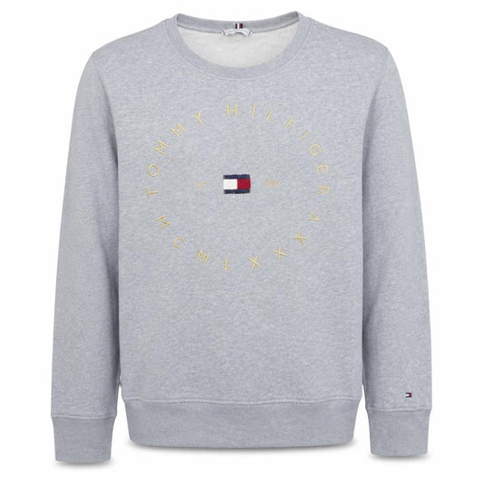 Front view of Tommy Hilfiger Men's Grey 2XL Crew Neck Pullover Sweatshirt