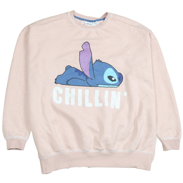 Disney Women Pink Stitch 'Chillin'' Pullover Sweatshirt Size 12