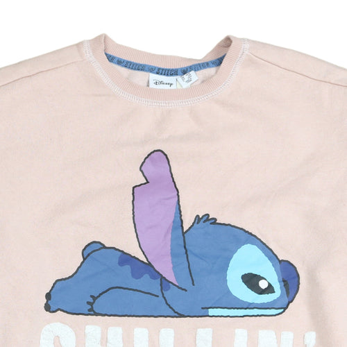 Disney Women Pink Stitch 'Chillin'' Pullover Sweatshirt Size 12