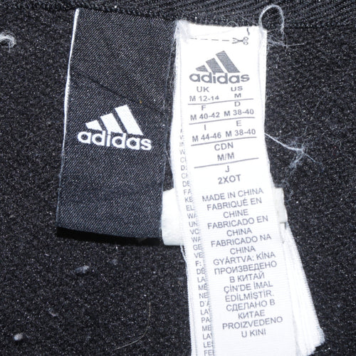 Adidas Womens Black Full Zip Hoodie Size M 12-14 Logo Sleeve