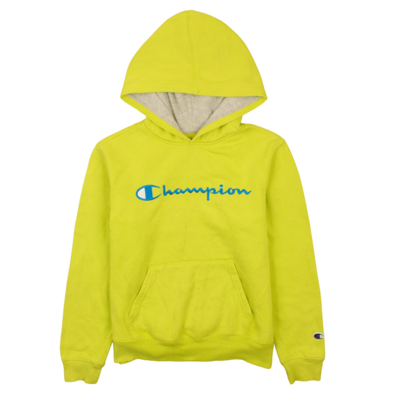 Champion Womens Yellow Pullover Hoodie L - Authentic Athletic Logo