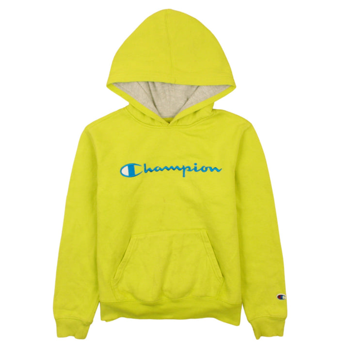 Champion Womens Yellow Pullover Hoodie L - Authentic Athletic Logo