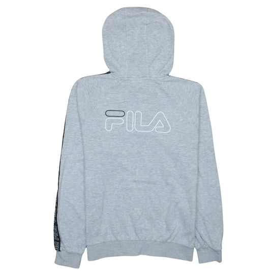Fila Womens Grey Pullover Hoodie XS Logo Tape Detail