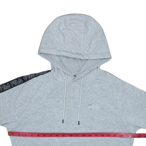 Fila Womens Grey Pullover Hoodie XS Logo Tape Detail