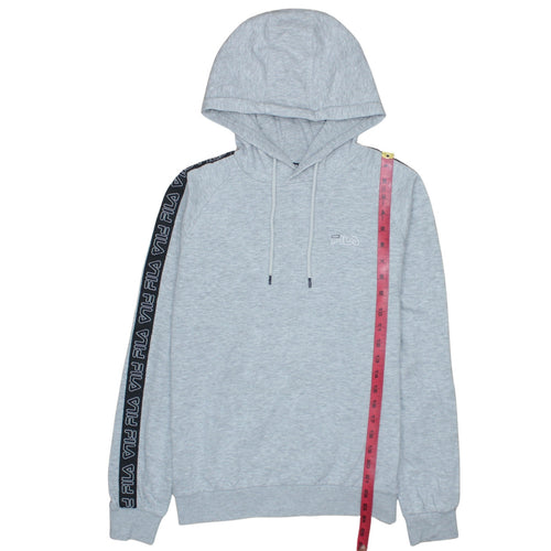 Fila Womens Grey Pullover Hoodie XS Logo Tape Detail