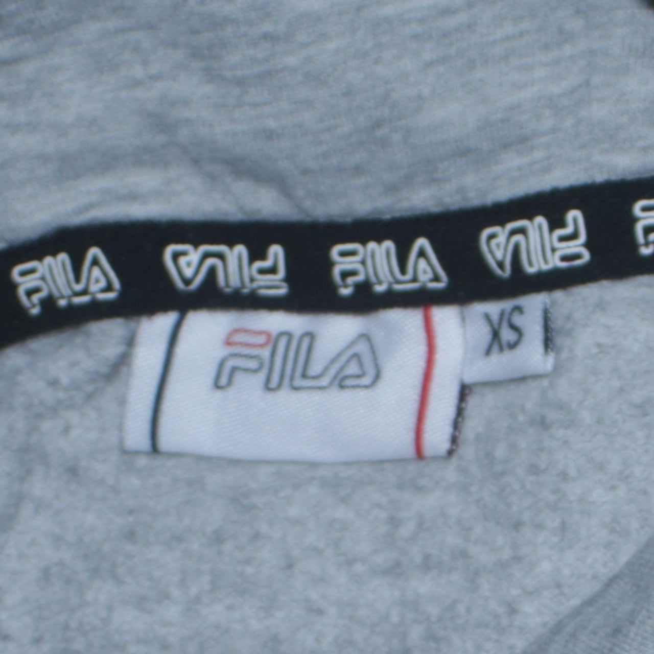 Fila Womens Grey Pullover Hoodie XS Logo Tape Detail