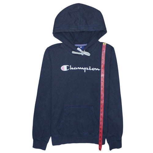 Champion Women's Navy Blue Medium Pullover Hoodie with Logo