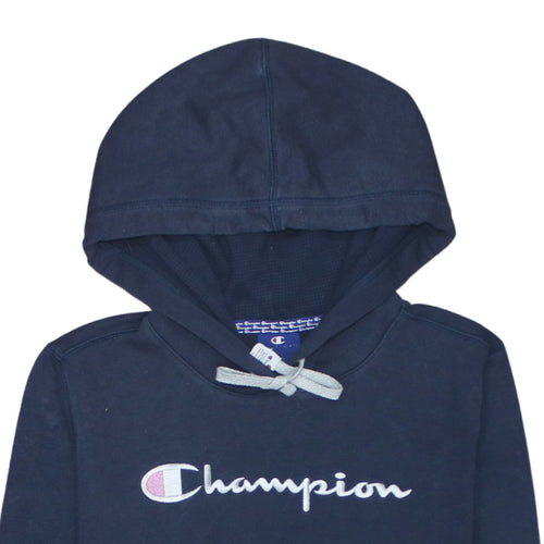Champion Women's Navy Blue Medium Pullover Hoodie with Logo