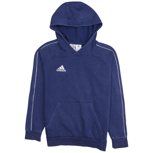 Adidas Boys Blue Pullover Hoodie 13-14 Years Cotton Blend Sportswear