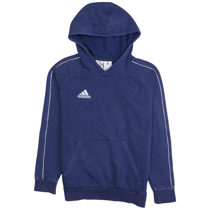 Adidas Boys Blue Pullover Hoodie 13-14 Years Cotton Blend Sportswear