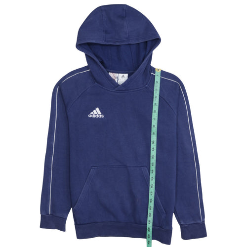 Adidas Boys Blue Pullover Hoodie 13-14 Years Cotton Blend Sportswear