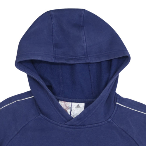 Adidas Boys Blue Pullover Hoodie 13-14 Years Cotton Blend Sportswear