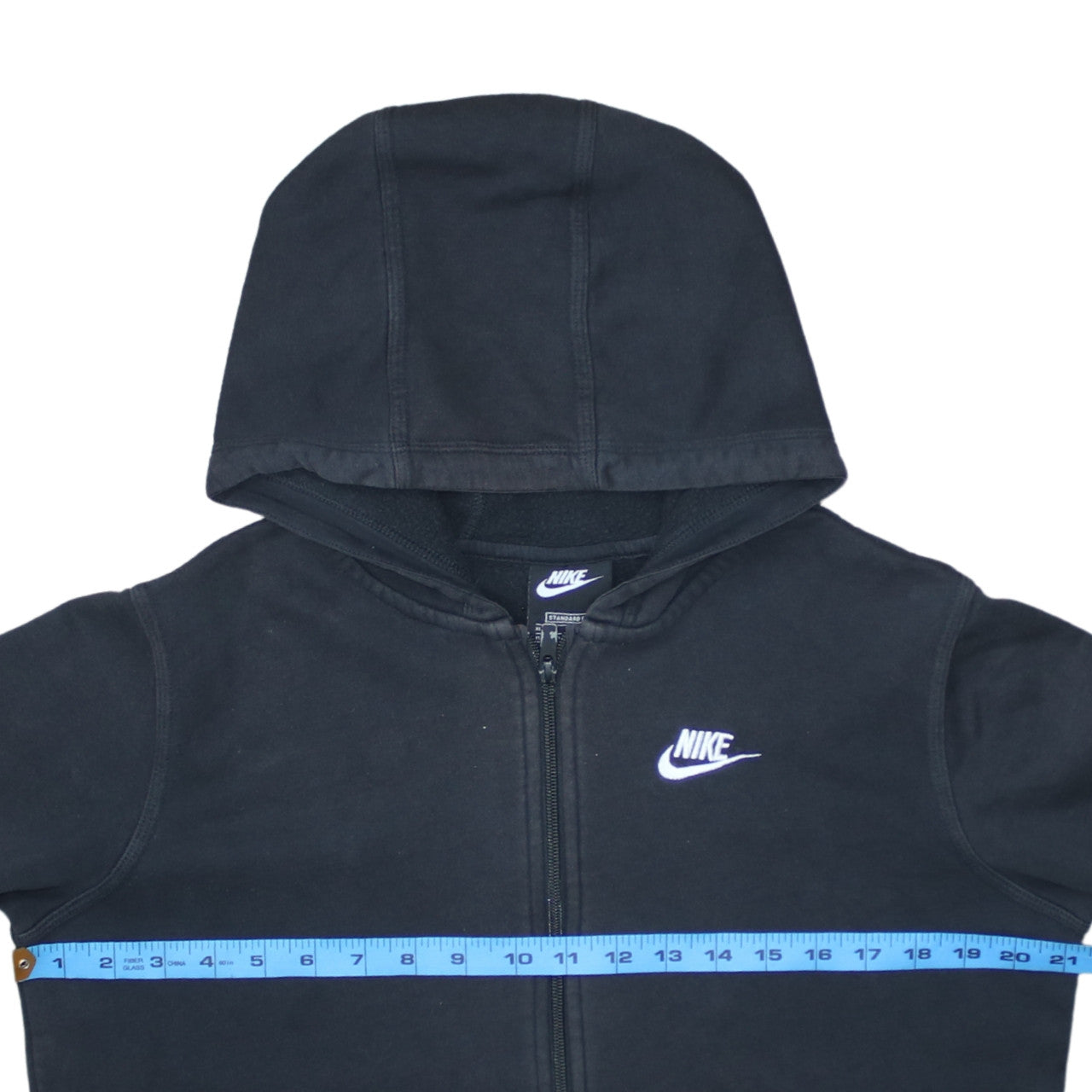 Nike Boys Black Full Zip Hoodie XL 158-170cm Classic Fleece Sweatshirt