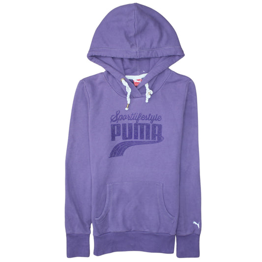 Puma Womens Purple Pullover Hoodie UK 10 Cotton Blend Logo Print