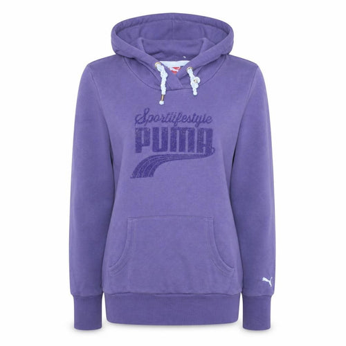 Puma Womens Purple Pullover Hoodie UK 10 Cotton Blend Logo Print
