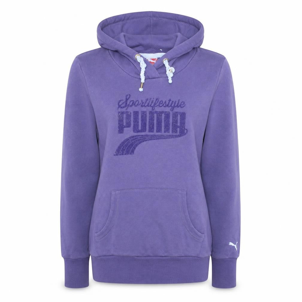 Puma Womens Purple Pullover Hoodie UK 10 Cotton Blend Logo Print