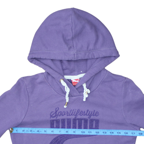 Puma Womens Purple Pullover Hoodie UK 10 Cotton Blend Logo Print