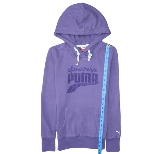 Puma Womens Purple Pullover Hoodie UK 10 Cotton Blend Logo Print