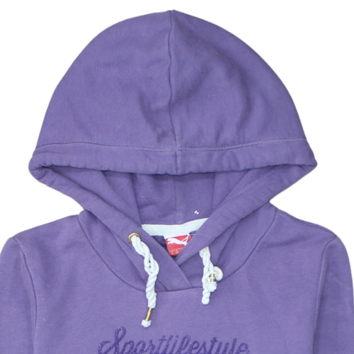 Puma Womens Purple Pullover Hoodie UK 10 Cotton Blend Logo Print